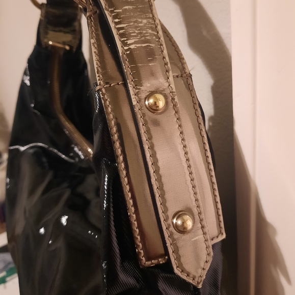 AUTH GUCCI BLACK PATENT LEATHER MEDIUM HORSEBIT HOBO HANDBAG EUC - Picture 7 of 16